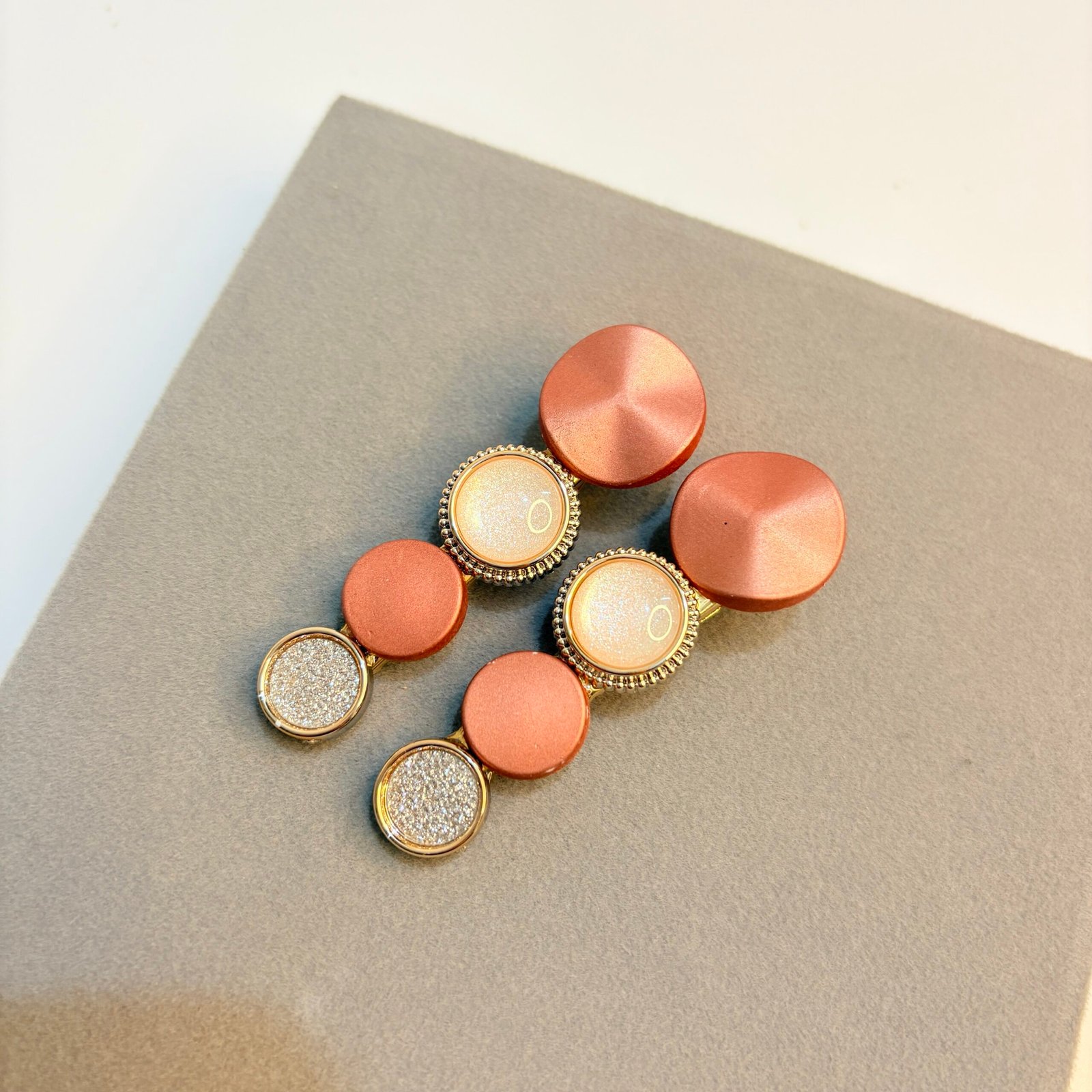 The "Copper Glow" Mixed-Texture Hair Clip Set - Image 2