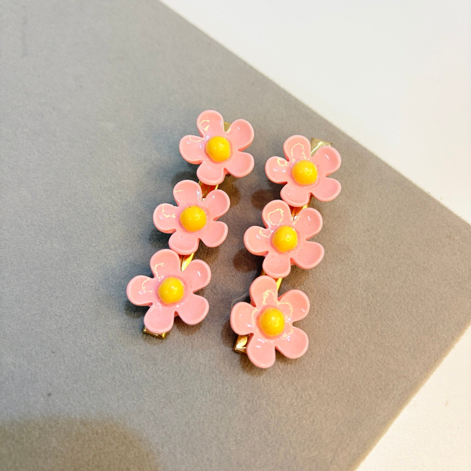 "Pink Daisy" Pop Enamel Clip Set