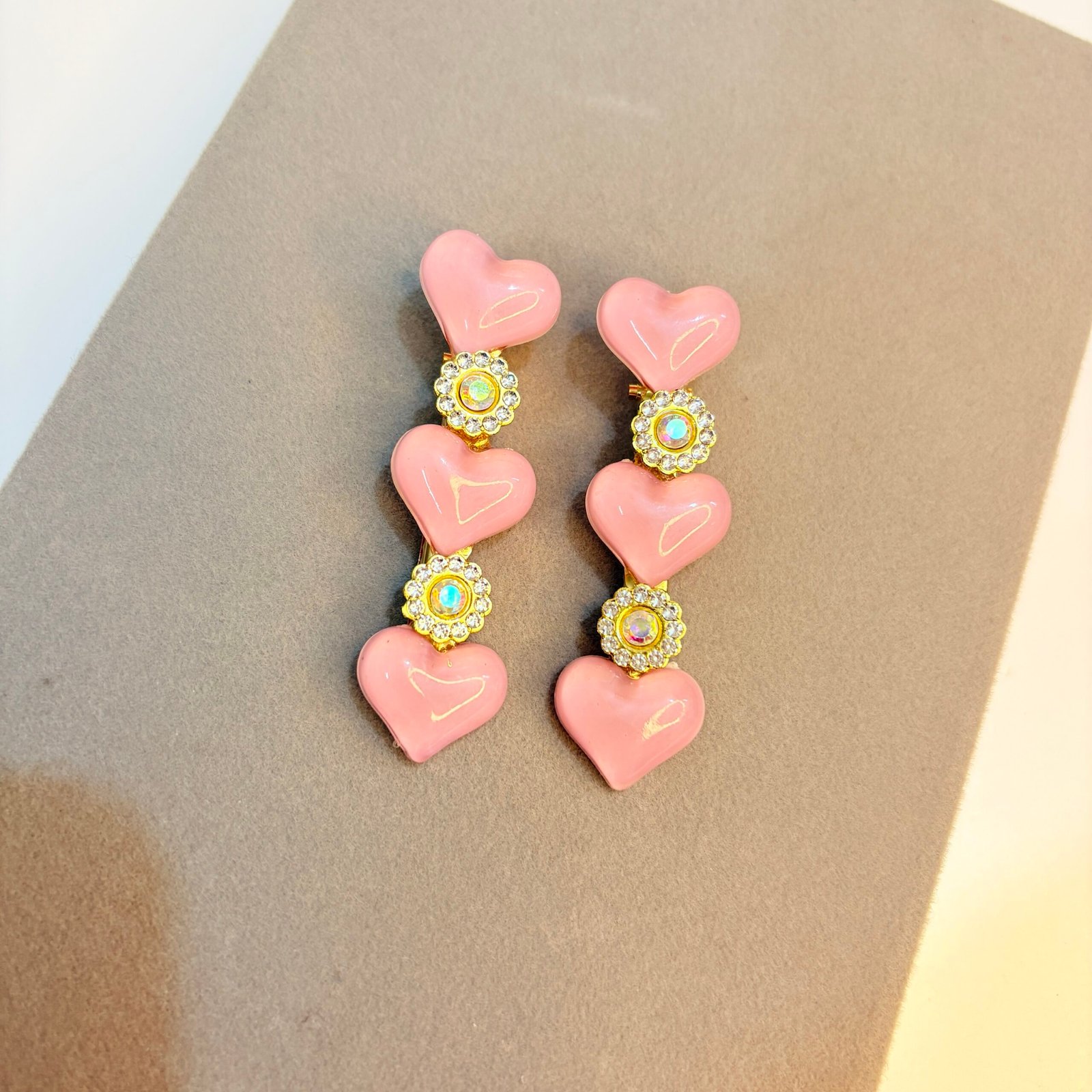 Baby Pink Bow Crystal Hair Clips (Set of 2) - Image 2