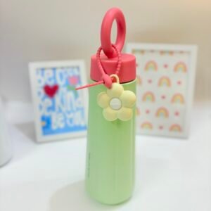 Pastel Insulated Stainless Steel Water Bottle with Daisy Charm – Leak-Proof Vacuum Flask