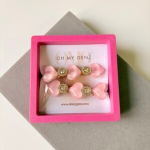 Baby Pink Bow Crystal Hair Clips (Set of 2)