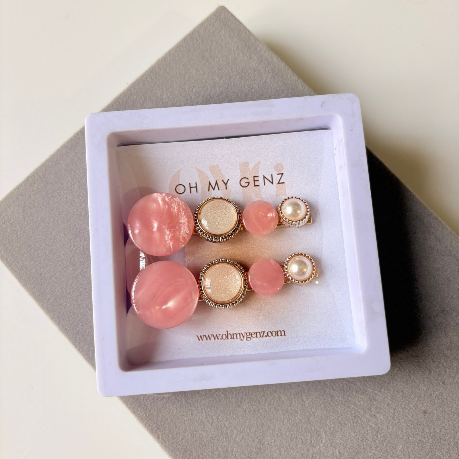 "Pink Daisy" Pop Enamel Clip Set