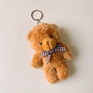 Butterscotch Tan Bow Teddy Keychain