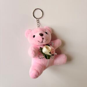 Petal Pink Flower Teddy Keychain