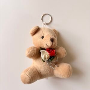 Sandy Beige Flower Teddy Keychain