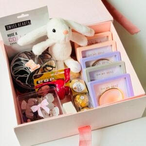 The Bunny Love Gift | Jewelry | Choclates | Plush Keychain | Claws and Scrunchies | Skin Care