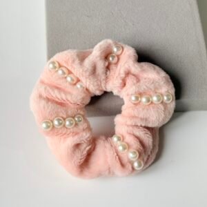 Petal Blush Pearl Fur Scrunchi