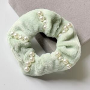 Mint Frost Pearl Fur Scrunchie