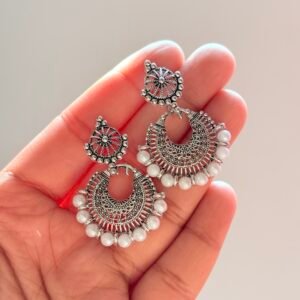 Pearl Chandbalis: Royal Oxidized Chandbalis with Seed Pearl Tassels – Comes with Premium Jewelry Box