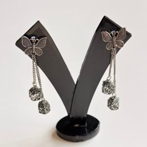 Butterfly Long-Drop: Boho Butterfly Chain Earrings with Filigree Cubes – Includes Premium Signature Packaging