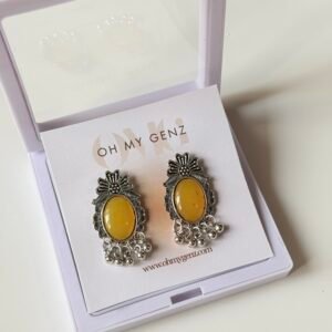 Bohemian Amber-Tone Statement Earrings – Ships in Premium Anti-Oxidation Floating Frame