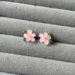 Sakura Pink Frosted Resin Blossom Earrings