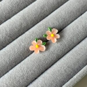 Sun-Kissed Apricot Frosted Flower Studs