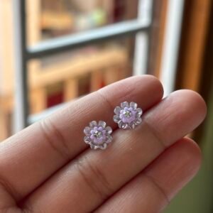 Amethyst Glow Clear Petal Flower Earrings