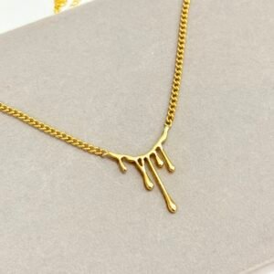 Anti-Tarnish Gold Plated Drip Design Statement Necklace