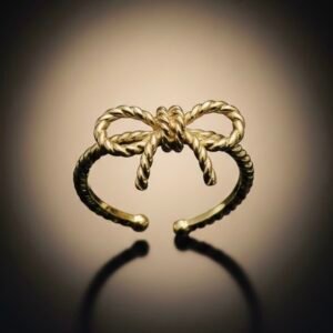 Rope Texture Bow Ring for Women | Gold Plated Anti-Tarnish Statement Ring