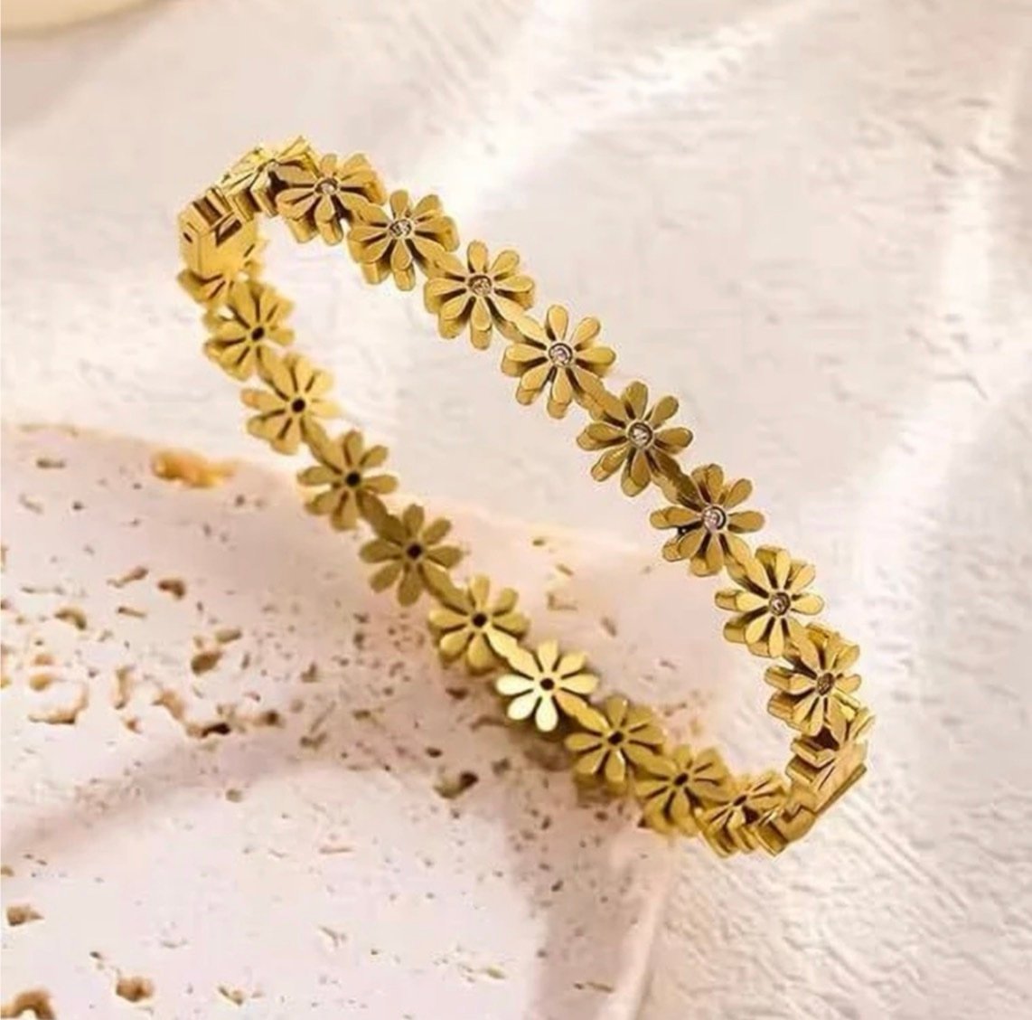 Dainty Bloom Anti-Tarnish Floral Bangle
