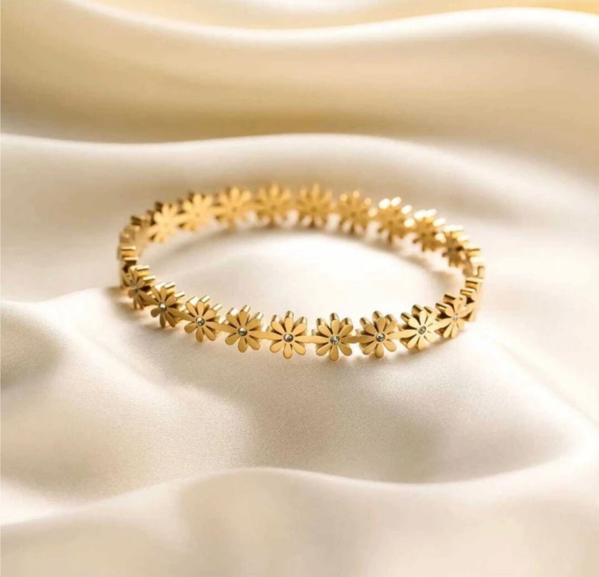Dainty Bloom Anti-Tarnish Floral Bangle - Image 2