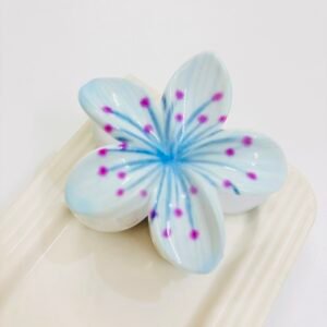 Large Glossy Tropical Lily Hair Claw – Ocean Sky Blue