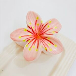 Large Glossy Tropical Lily Hair Claw – Sunset Peach