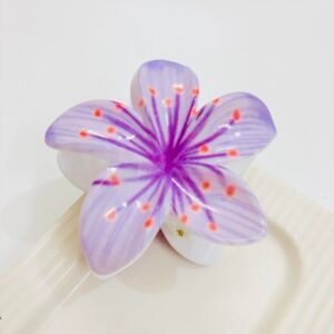 Large Glossy Tropical Lily Hair Claw – Lavender Bloom