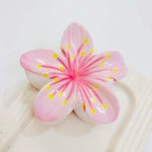 Large Glossy Tropical Lily Hair Claw – Sakura Pink