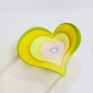 Pinteresty Large Retro Multi-Layered Heart Enamel Hair Claw – Olive Sunset