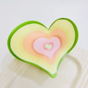 Pinteresty Large Retro Multi-Layered Heart Enamel Hair Claw – Sage & Peach