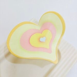 Pinteresty Large Retro Multi-Layered Heart Enamel Hair Claw – Lemon Sorbet