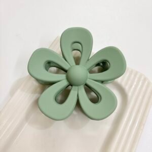 Pinteresty Large Matte Hollow Daisy Hair Claw – Sage Green