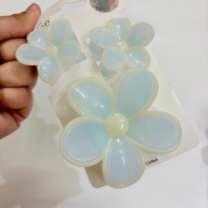 Jelly Flower Hair Claw Set – Aquamarine Blue (Set of 3)
