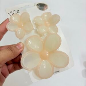 Jelly Flower Hair Claw Set – Creamy Pearl (Set of 3)