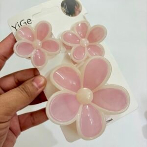 Jelly Flower Hair Claw Set – Rose Quartz Pink (Set of 3)