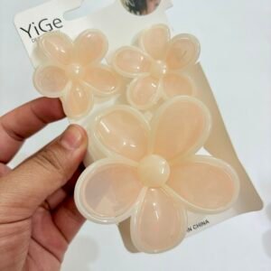 Jelly Flower Hair Claw Set – Champagne Peach (Set of 3)