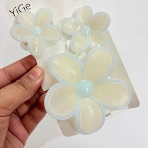Jelly Flower Hair Claw Set – Aquamarine Blue (Set of 3)