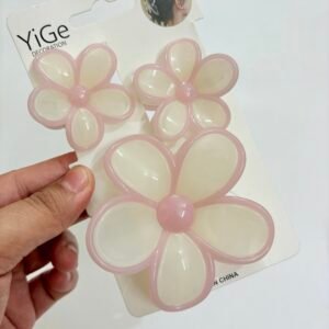 Jelly Flower Hair Claw Set – Rose Quartz Pink (Set of 3)