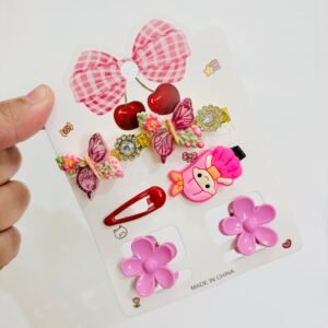 Sweet Charm 5-Piece Hair Accessory Set – Candy Pink