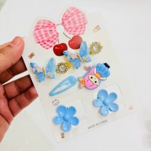 Sweet Charm 5-Piece Hair Accessory Set – Sky Blue
