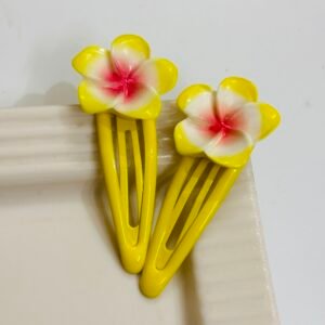 Tropical Plumeria Flower Snap Clips – Sunshine Yellow (Pair)