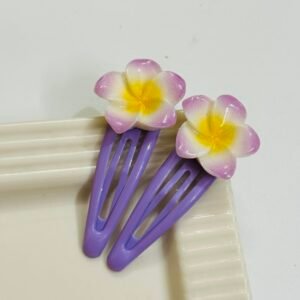 Tropical Plumeria Flower Snap Clips – Lavender Purple (Pair)