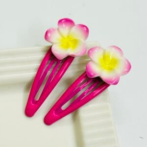 Tropical Plumeria Flower Snap Clips – Hot Pink (Pair)