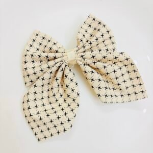 Vanilla Star Cream Fabric Hair Bow