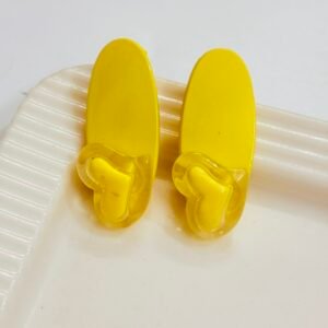 Sweetheart Jelly Oval Hair Clips – Sunshine Yellow (Pair)