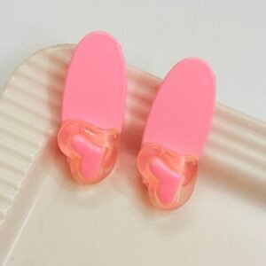 Sweetheart Jelly Oval Hair Clips – Bubblegum Pink (Pair)