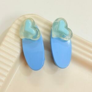 Sweetheart Jelly Oval Hair Clips – Sky Blue (Pair)