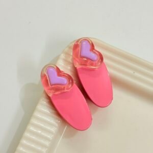 Sweetheart Jelly Oval Hair Clips – Berry Pink & Lilac (Pair)