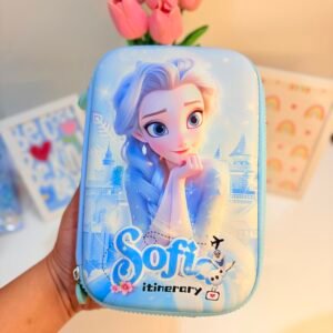 Frozen-Inspired 3D Embossed Queen Sofia Stationery Organizer - Premium Hard Shell Pouch