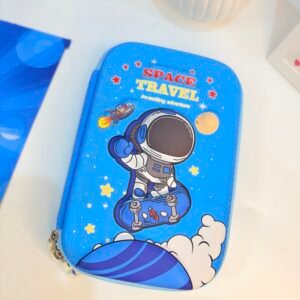 Astronaut Space Travel 3D Hard Top Stationery Pouch - Cosmic Blue Edition