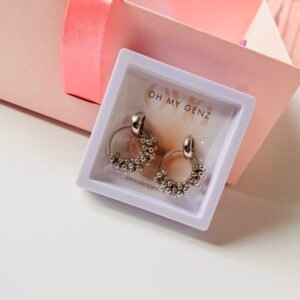Silver Dewdrop Orbital Hoops | Free Display Frame & Premium Quality