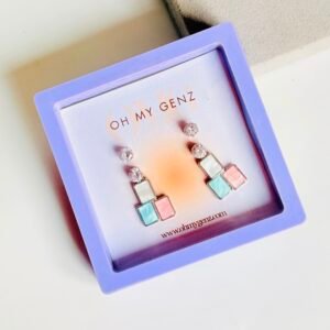 Pastel Mosaic Tassel Studs | Includes FREE 3D Floating Display Frame